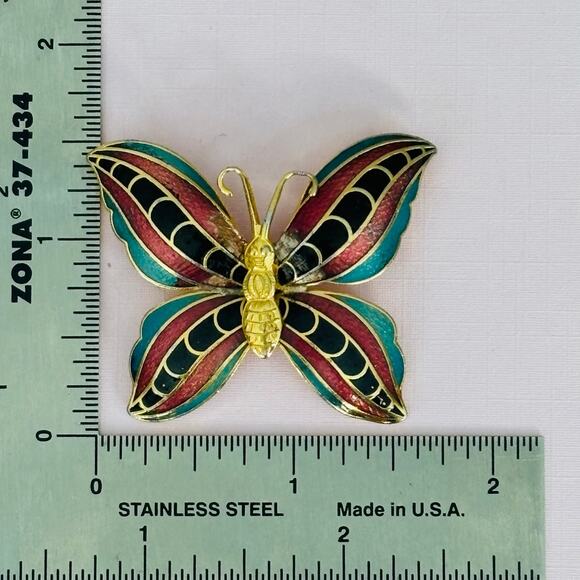 8125 Vintage Cloissone Butterfly Brooch Pin - Picture 4 of 5